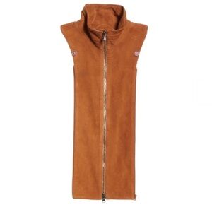 $495 Rare Veronica Beard VALA Dickey Jacket insert Suede leather cognac 00-14